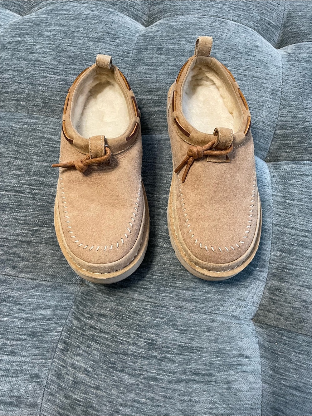UGG Suede Moccasin Slip-On Shoes in Light Brown